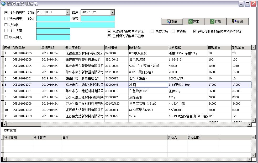 采購交貨明細表
