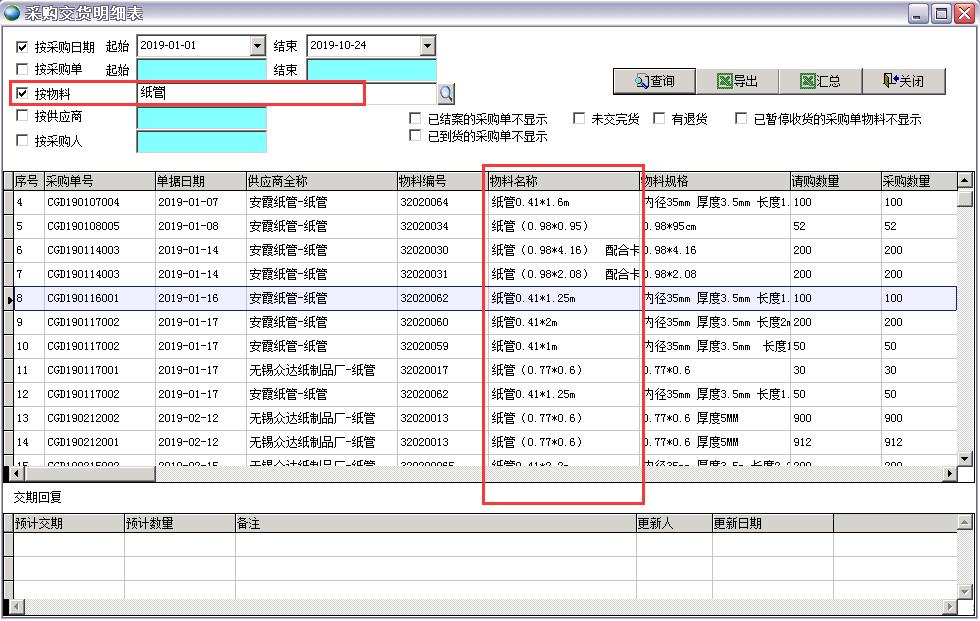 采購交貨明細表