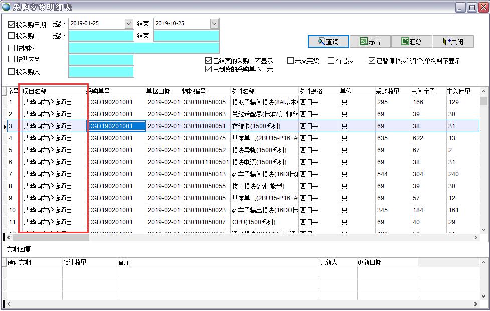 采購交貨明細表