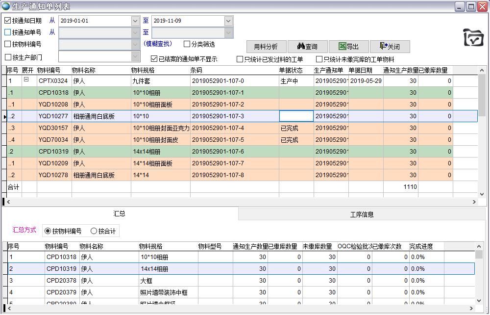 生產通知單列表