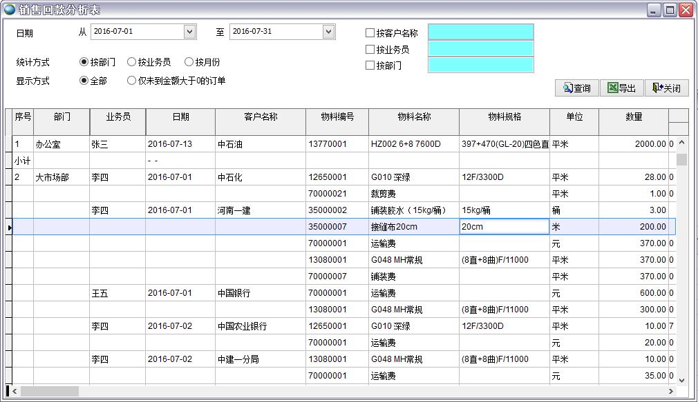 銷售回款分析表 銷售回款分析表